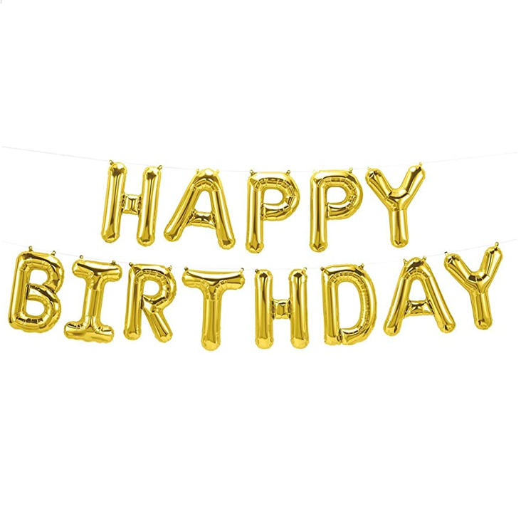 Happy Birthday lettering gold